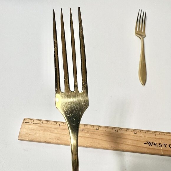 Dirigold Dirilyte Goldware REGAL Flatware Silverware 7.5 Dinner Forks Vintage 12 - Picture 4 of 6